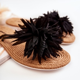 WJ1 Chanclas De Mujer Con Adorno De Tela Negro Eviana 4