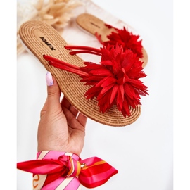 Chanclas de mujer con adorno de tela Eviana rojo 4