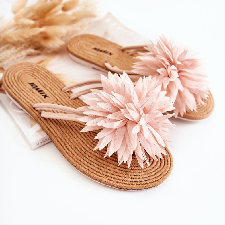 WJ1 Chanclas de mujer con adorno de tela Eviana rosa claro 1