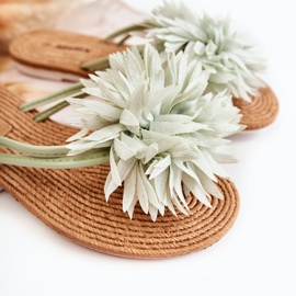 Chanclas de mujer con adorno de tela verde Eviana 2