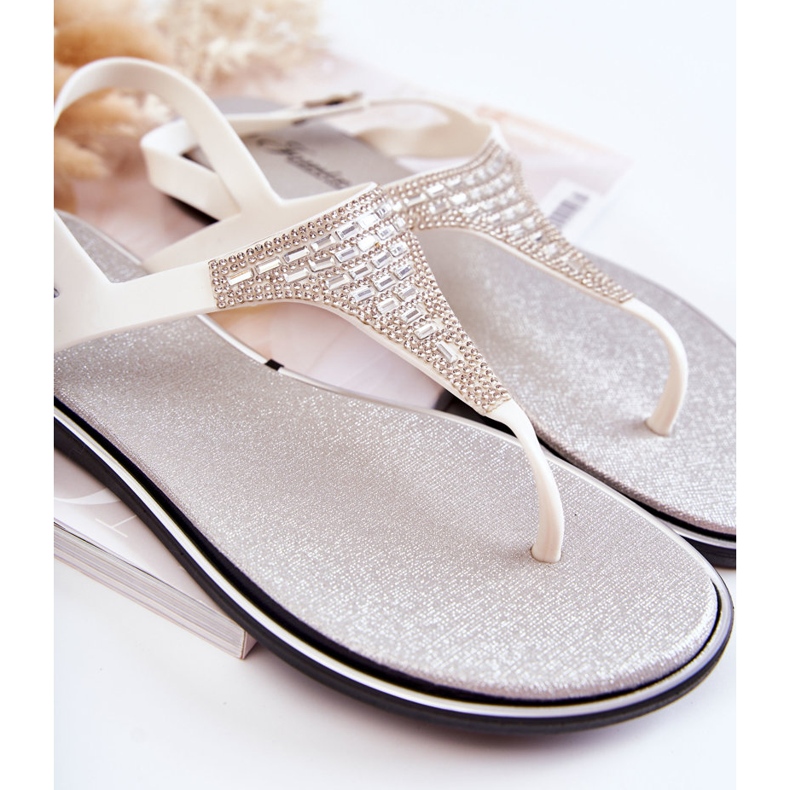 WJ1 Sandalias Mujer Chanclas Con Adornos Blanco Atlanta 2