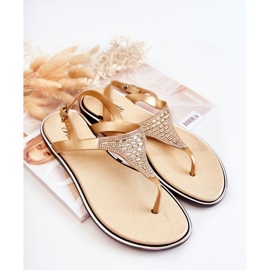 WJ1 Sandalias De Mujer Chanclas Con Adornos Atlanta Dorados 1