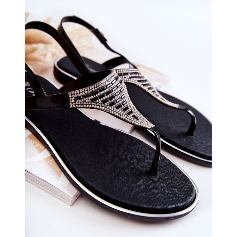 WJ1 Sandalias Mujer Chanclas Con Adornos Negro Atlanta 2