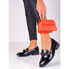 SHELOVET Mocasines mujer charol negro 2