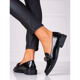 SHELOVET Mocasines mujer charol negro 1