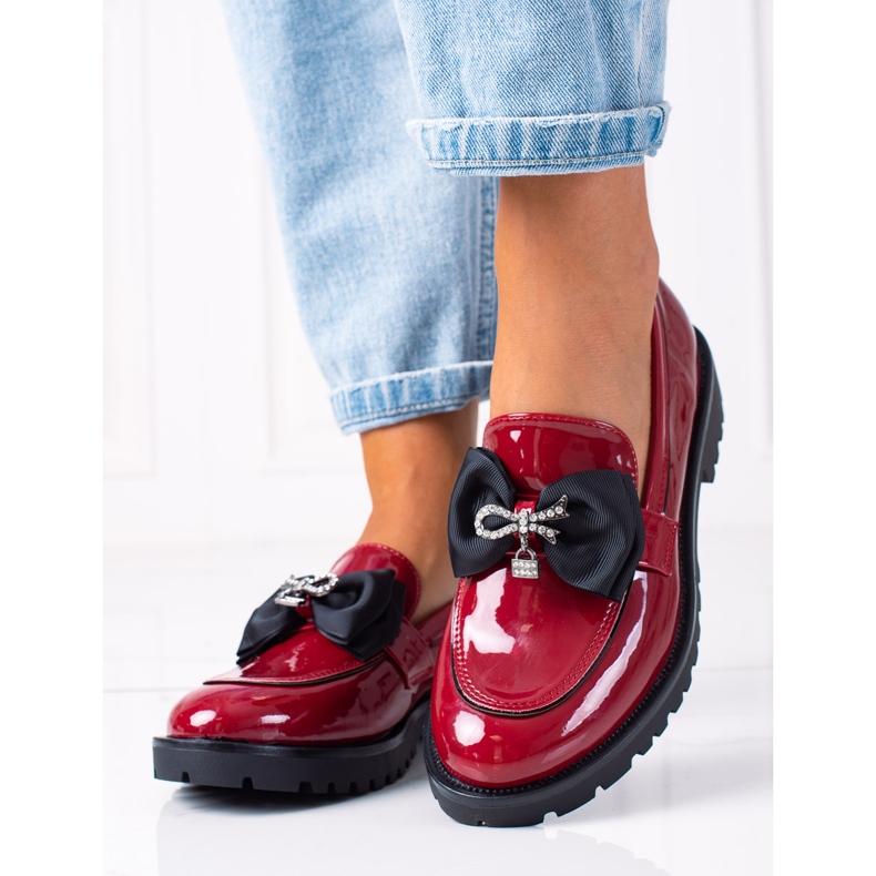 SHELOVET Mocasines con lazo rojo 1
