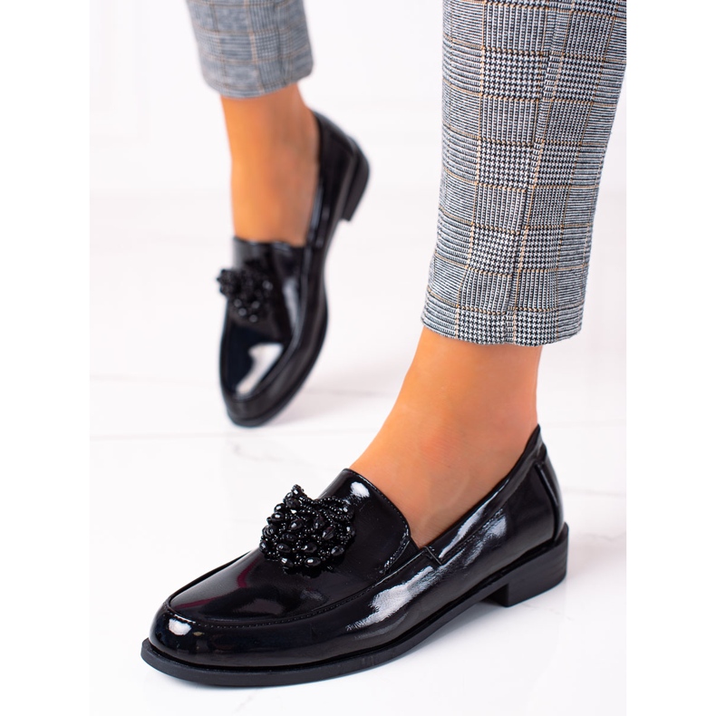 SHELOVET mocasines de mujer negro 1