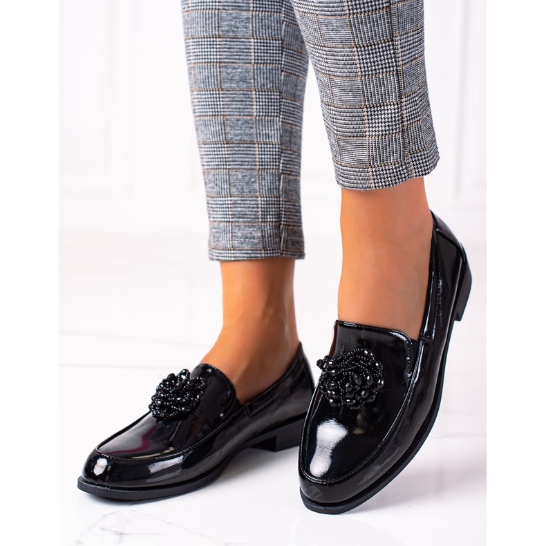 SHELOVET mocasines de mujer negro 2