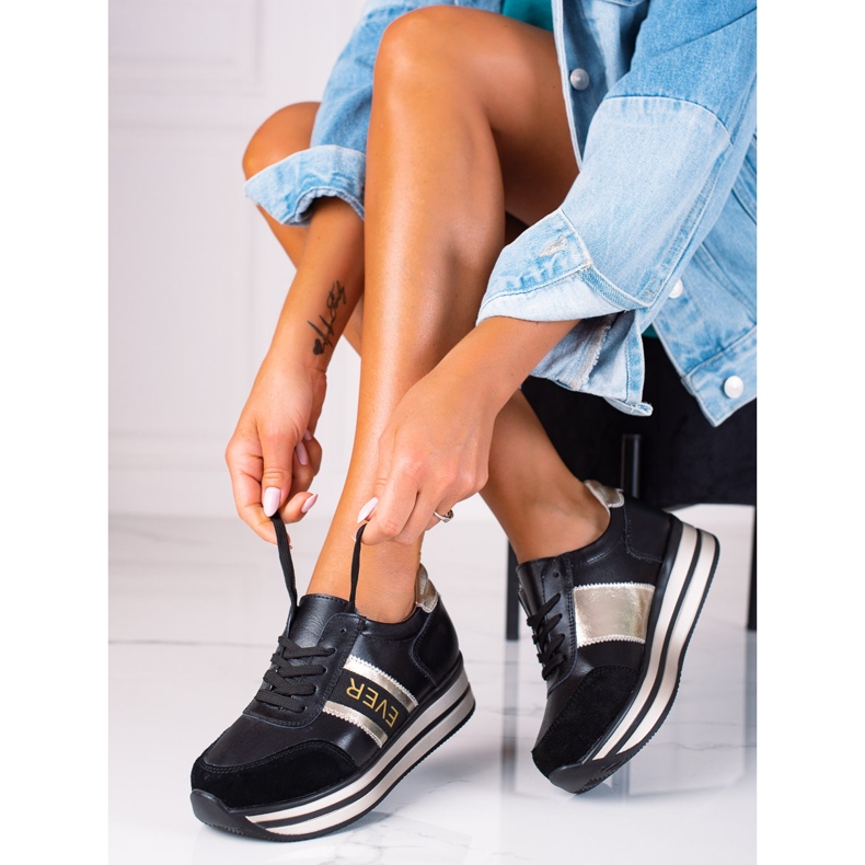 SHELOVET zapatillas de mujer negro 1