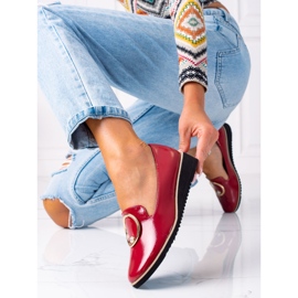 SHELOVET Mocasines mujer charol rojo 3