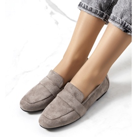 Mocasines femeninos en inserto de cuero gris 2