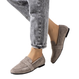 Mocasines femeninos en inserto de cuero gris 3