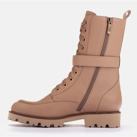 Marco Shoes Botas de piel plena flor beige 3