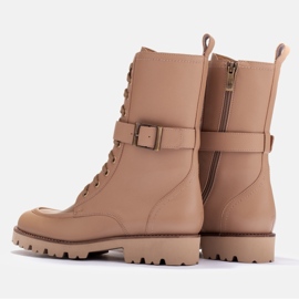 Marco Shoes Botas de piel plena flor beige 5