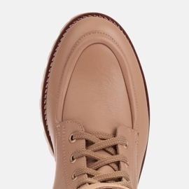 Marco Shoes Botas de piel plena flor beige 4