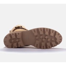 Marco Shoes Botas de piel plena flor beige 7
