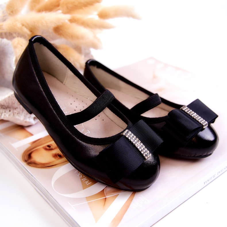 S.Barski Bailarinas Infantiles De Piel Con Lazo Decorativo Negro Claril 5