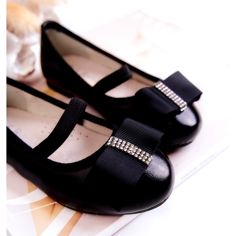 S.Barski Bailarinas Infantiles De Piel Con Lazo Decorativo Negro Claril 3