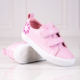 Deportivas infantiles Shelovet Velcro fabricadas en piel ecológica rosado 1