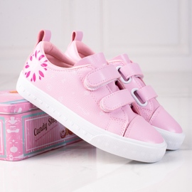 Deportivas infantiles Shelovet Velcro fabricadas en piel ecológica rosado 2