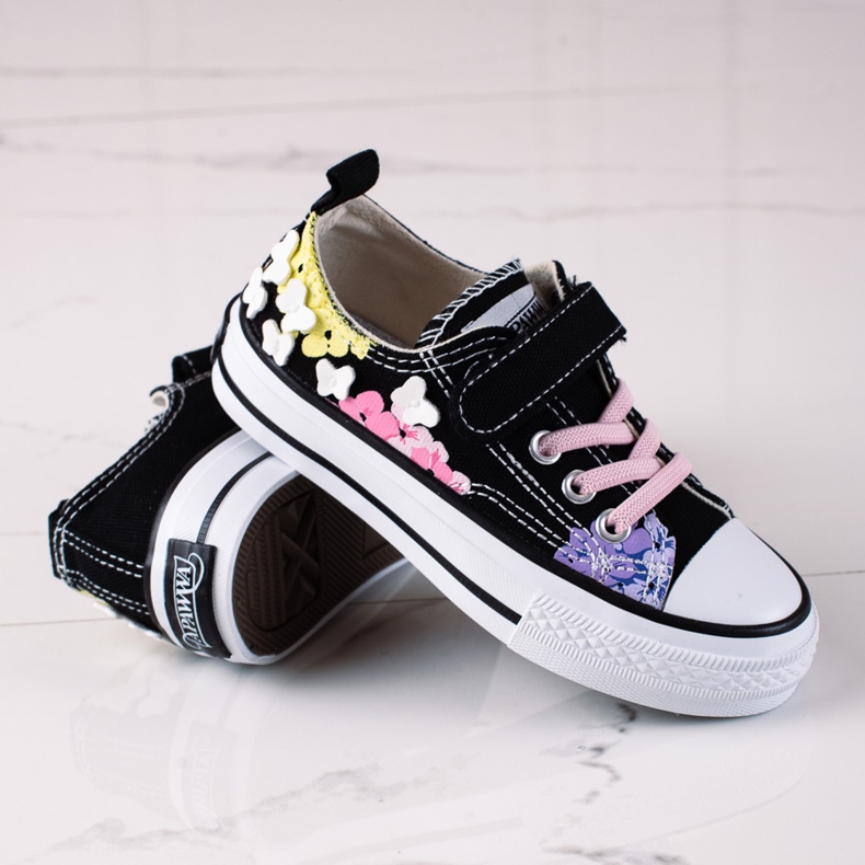 Shelovet zapatillas deportivas bajas para niños negras con flores negro multicolor 1