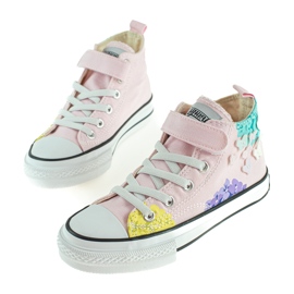 Shelovet zapatillas altas para niños rosa con flores multicolor 1