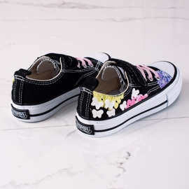 Deportivas bajas Shelovet para niños con flores negras negro multicolor 1 Deportivas bajas Shelovet para niños con flores negras negro multicolor 1