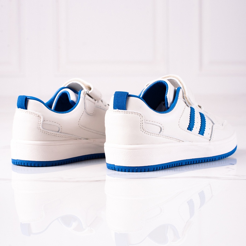 Deportivas para niños Shelovet de piel ecológica en color blanco y azul 2