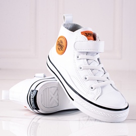 Deportivas altas para niños Shelovet de piel ecológica en color blanco 1