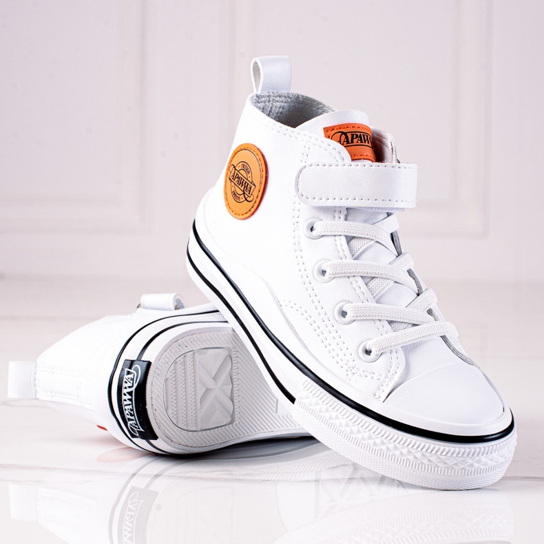 Deportivas altas para niños Shelovet de piel ecológica en color blanco 1