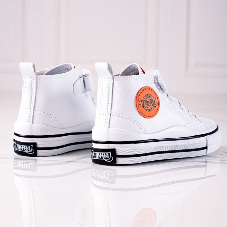 Deportivas altas para niños Shelovet de piel ecológica en color blanco 2