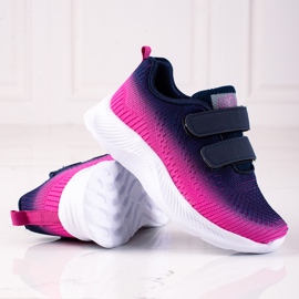 Deportivo Infantil Shelovet Bicolor Velcro azul marino rosado 2