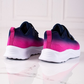 Deportivo Infantil Shelovet Bicolor Velcro azul marino rosa 1
