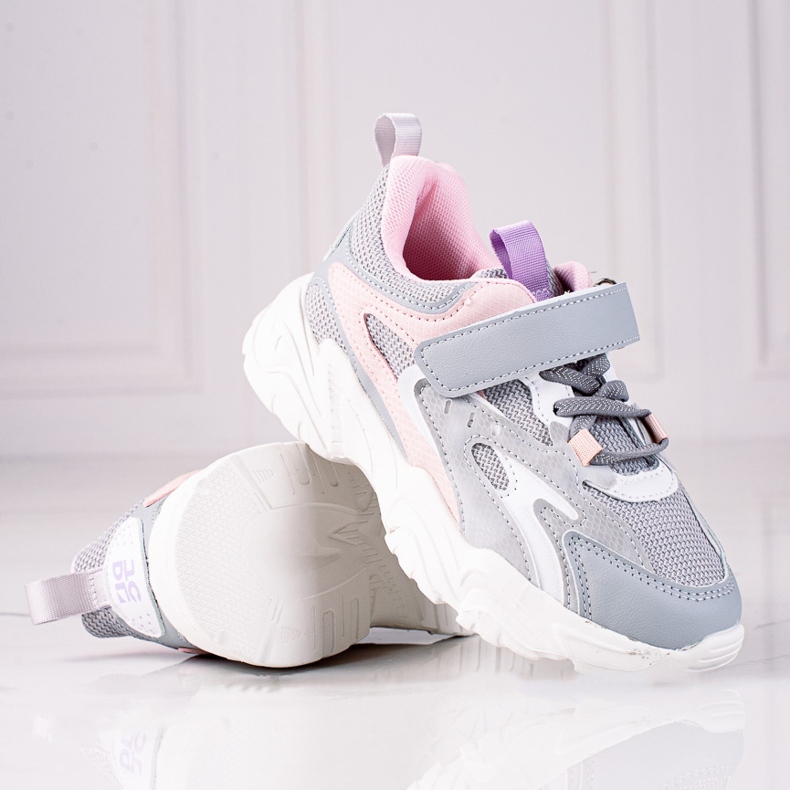 Zapatillas Shelovet para niños con suela gruesa, gris claro. rosado 1