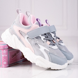Zapatillas Shelovet para niños con suela gruesa, gris claro. rosado 2