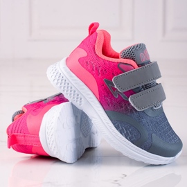 Deportivas infantiles Shelovet con cierre de velcro rosa y gris rosado 2