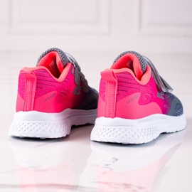 Deportivas infantiles Shelovet con cierre de velcro rosa y gris 1