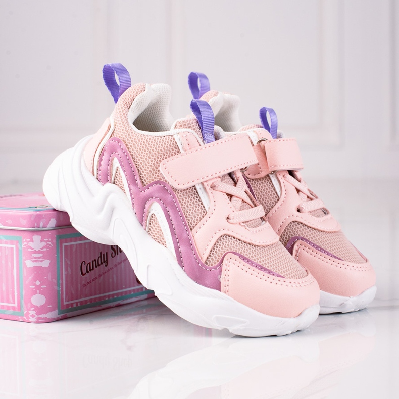 Deportivas infantiles Shelovet con velcro rosa púrpura 1