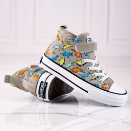 Deportivas altas para niño Shelovet gris dinosaurios 2