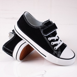 Zapatillas Vico bajas para niños con cordones negros 1