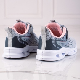 Zapatillas de niña Vico, tela gris rosado 1