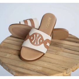 Marco Shoes Elegantes zapatillas de estar por casa fabricadas en tejido combinado con piel beige 10