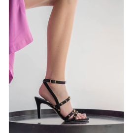 Marco Shoes Sandalias de ante negro con tachuelas decorativas 9