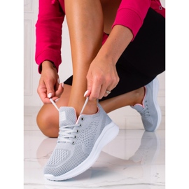 Deportivas mujer SHELOVET gris claro con cordones 1