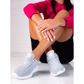 Deportivas mujer SHELOVET gris claro con cordones 2
