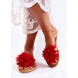 Chanclas de mujer con adorno de tela Eviana rojo 6