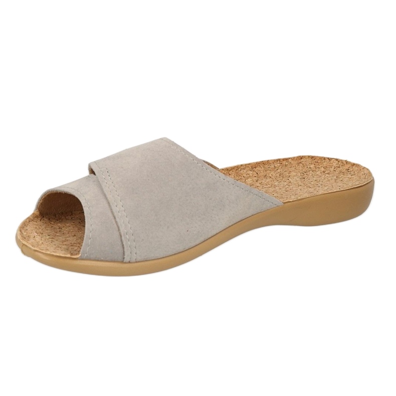 Pantuflas de mujer befado con inserción de corcho PU 265D024, gris 2