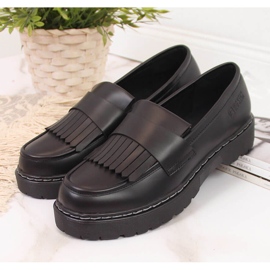 Zapatos negros de mujer con plataforma con flecos Big Star II274100 3