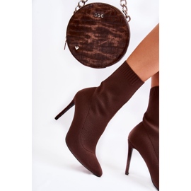 WS1 Botas Altas De Mujer Con Calcetín Y Tacón De Aguja Luisell Marrón 5