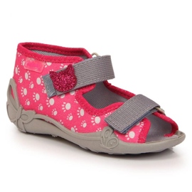 Zapatillas casa con velcro y gato en Befado Jr BEF9C rosa 2